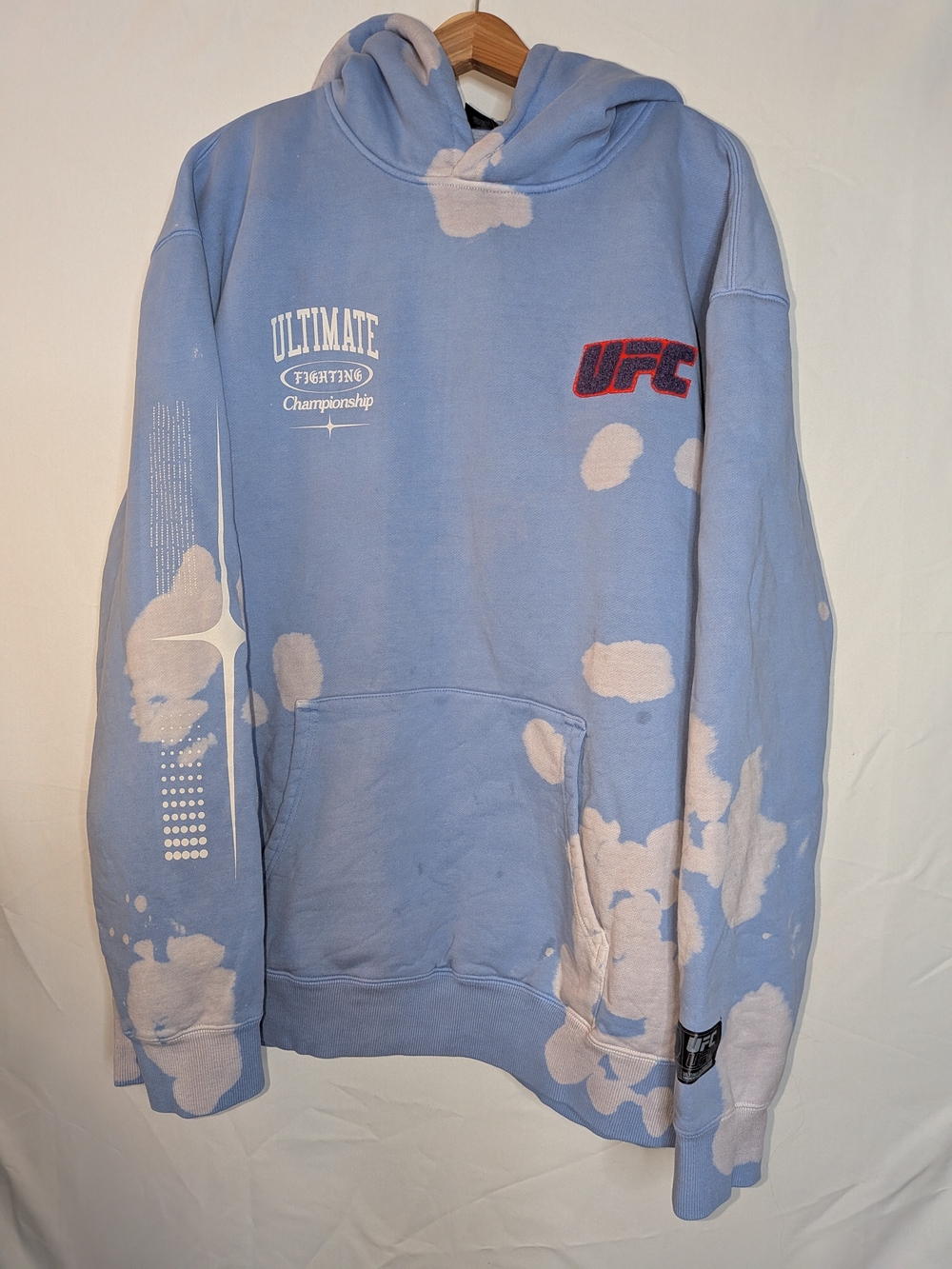 UFC Light Blue and White Tie-Dye Crewneck Sweatshirt